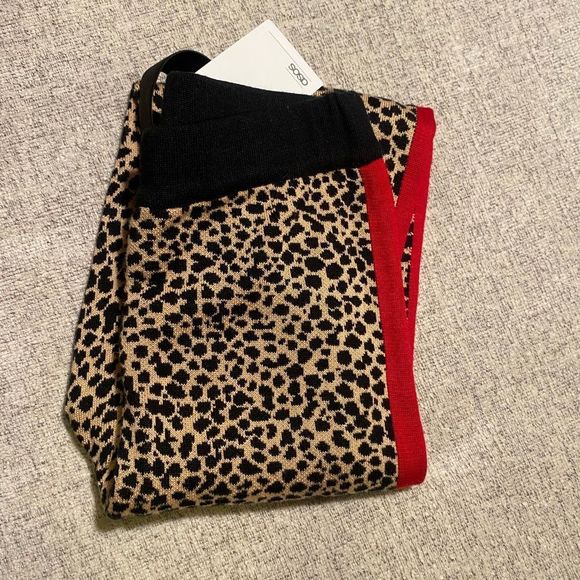 NWT ASOS Leopard Knitted Stirrup Leggings Womens 2 - Picture 2 of 12